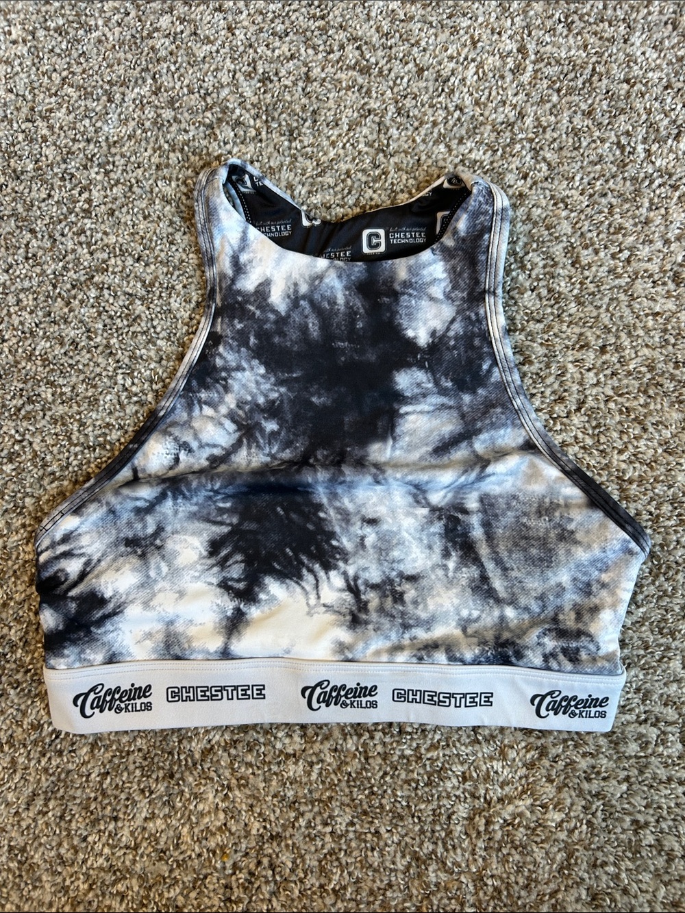 The Chestee Black & White Tie-Dye High Neck Crop Sports Bra caffeine and kilos 6